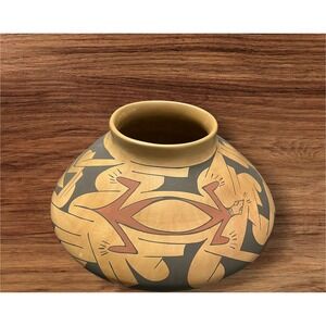 Mata Ortiz Pottery Rafael Silveira Paquime Lizard Iguana Large Bowl Mexico‎ Art